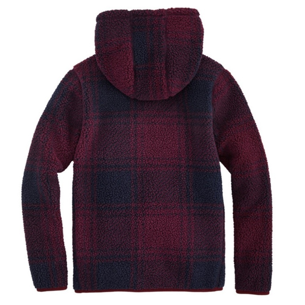 VINEYARD VINES Stillwater Sherpa Hoodie Red Navy Plaid Hooded Fleece Sweatshirt - Picture 2 of 14